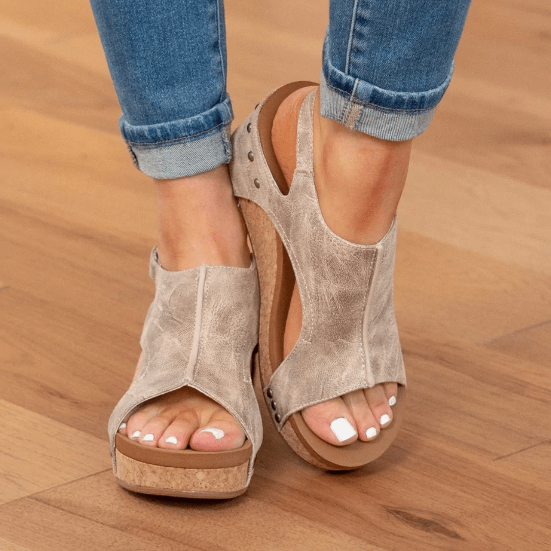 Miss | Sleehak Sandalen Dames Comfort - Suède Leer - Miss Madera MIS-F212D4