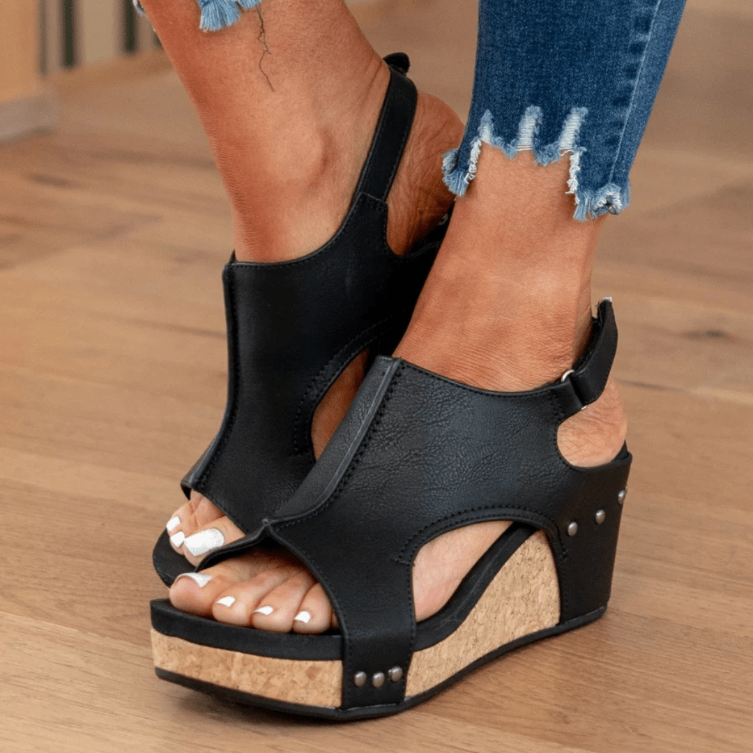 Miss | Sleehak Sandalen Dames Comfort - Suède Leer - Miss Madera MIS-6FE944