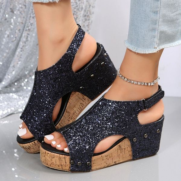 Miss | Sneakers Dames Zomer Glamour Sleehak - Kurk & Glitter - Miss Madera MIS-B35JJ0
