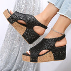 Miss | Sneakers Dames Zomer Glamour Sleehak - Kurk & Glitter - Miss Madera MIS-KOJFB6