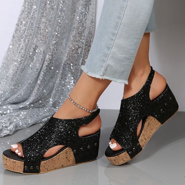Miss | Sneakers Dames Zomer Glamour Sleehak - Kurk & Glitter - Miss Madera MIS-KOJFB6