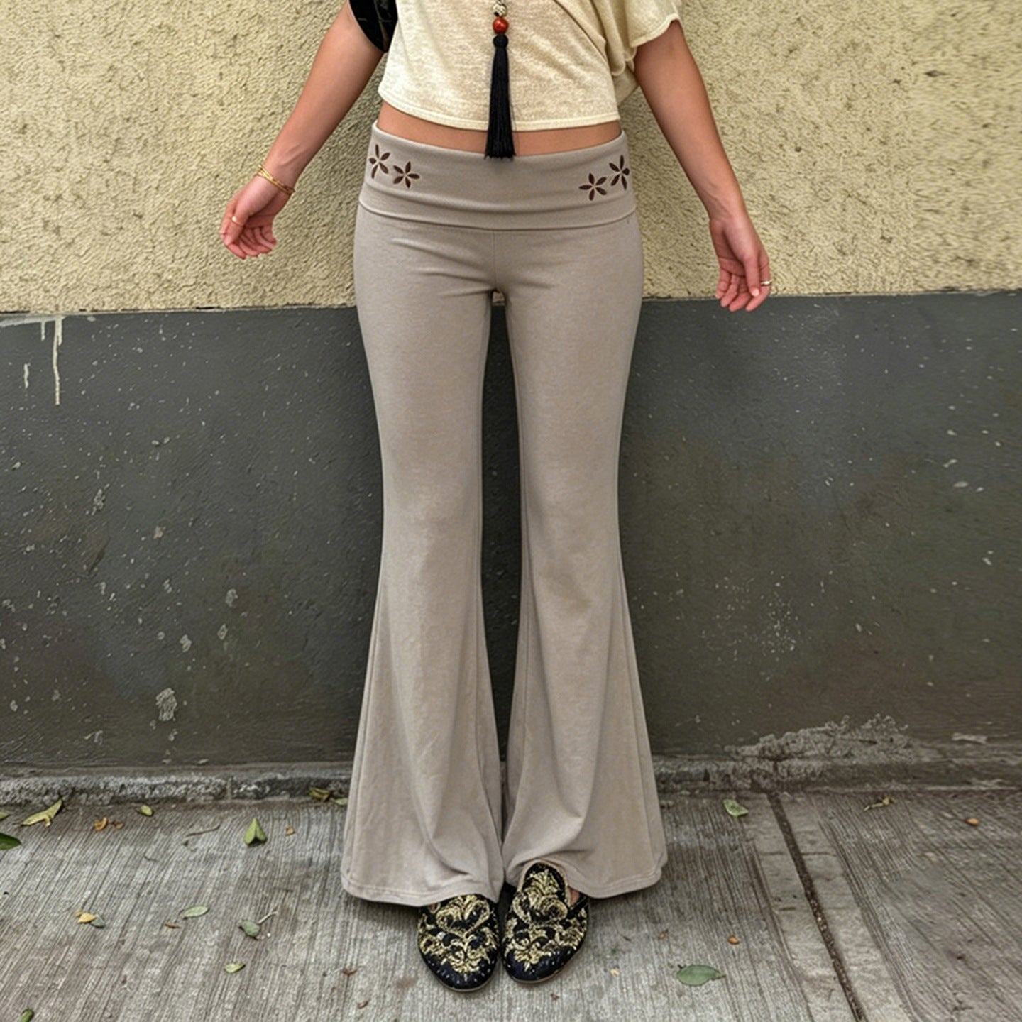 Miss | Sportkleding Dames Flared Yogabroek Omvouwband - Jersey - Miss Madera MIS-8U95VS