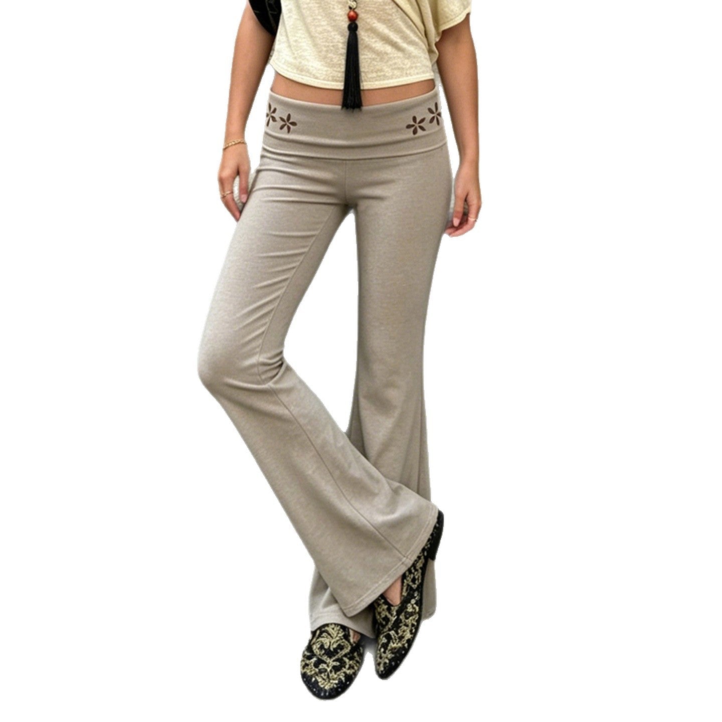 Miss | Sportkleding Dames Flared Yogabroek Omvouwband - Jersey - Miss Madera MIS-8U95VS