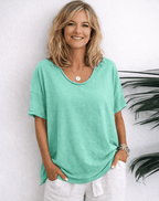 Miss | T-shirt Dames Oversized Ronde Hals - Katoen - Miss Madera MIS-TSZ95S