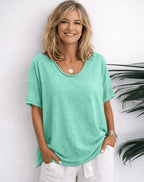 Miss | T-shirt Dames Oversized Ronde Hals - Katoen - Miss Madera MIS-TSZ95S