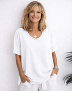 Miss | T-shirt Dames Oversized Ronde Hals - Katoen - Miss Madera MIS-910DJ2