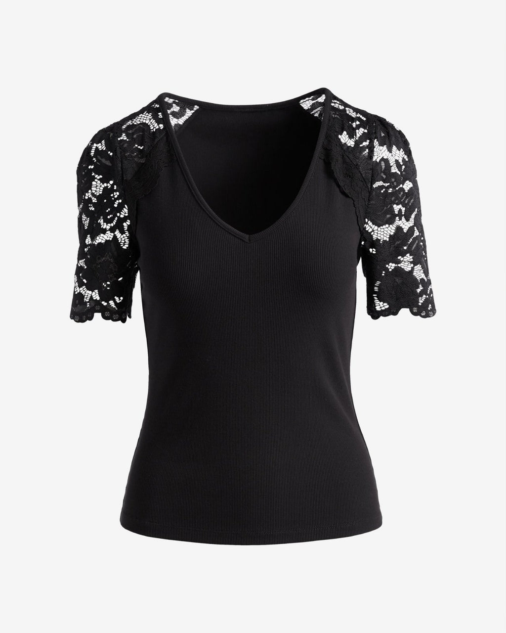 Miss | Top Dames Casual Elegant - Geribde brei met kantaccenten - Miss Madera