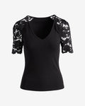 Miss | Top Dames Casual Elegant - Geribde brei met kantaccenten - Miss Madera