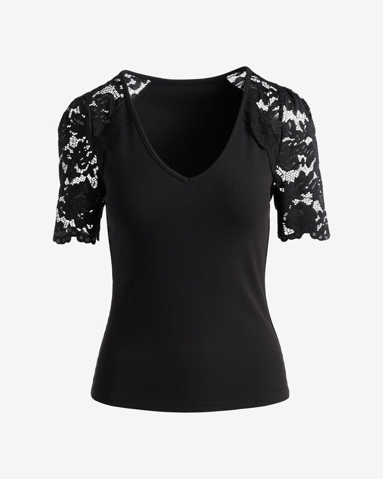 Miss | Top Dames Casual Elegant - Geribde brei met kantaccenten - Miss Madera