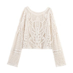 Miss | Top Dames Gehaakt Cropped Lange Mouw Ronde Hals - Miss Madera MIS-F8FFJ3