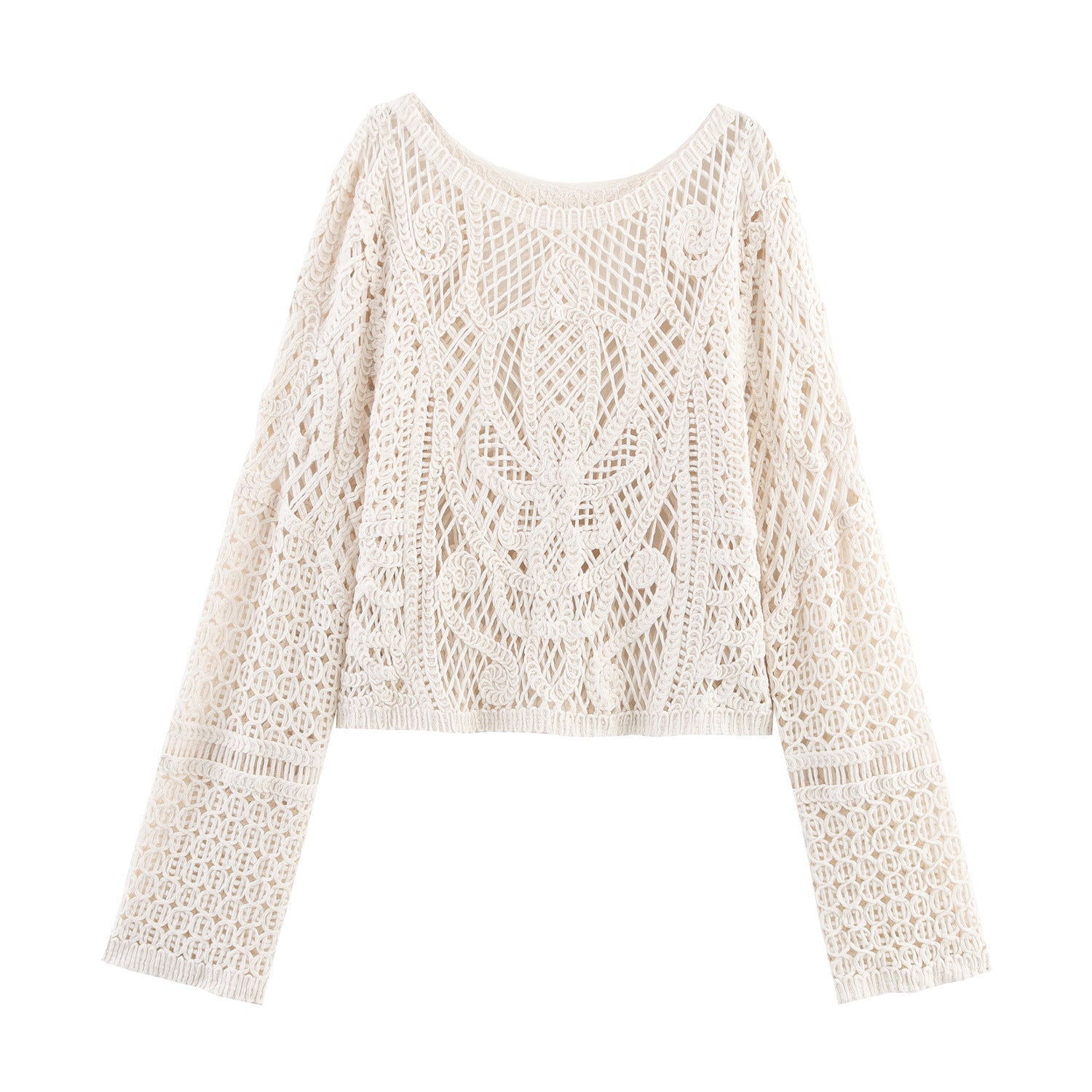 Miss | Top Dames Gehaakt Cropped Lange Mouw Ronde Hals - Miss Madera MIS-F8FFJ3