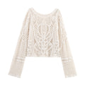 Miss | Top Dames Gehaakt Cropped Lange Mouw Ronde Hals - Miss Madera MIS-F8FFJ3