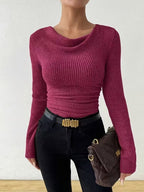 Miss | Top Dames Geribd Longsleeve Getailleerd - Miss Madera MIS-W7K26O