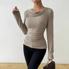 Miss | Top Dames Geribd Longsleeve Getailleerd - Miss Madera MIS-RJL3GB