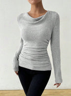 Miss | Top Dames Geribd Longsleeve Getailleerd - Miss Madera MIS-IG7GJT