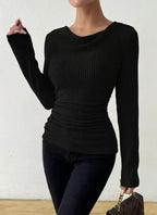 Miss | Top Dames Geribd Longsleeve Getailleerd - Miss Madera MIS-RJL3GB