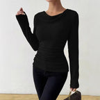 Miss | Top Dames Geribd Longsleeve Getailleerd - Miss Madera MIS-RJL3GB