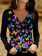 Miss | Top Dames Glitter Intarsia V-hals - Stretch Jersey - Miss Madera MIS-NHT2N7