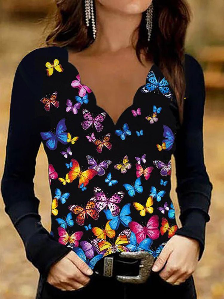 Miss | Top Dames Glitter Intarsia V-hals - Stretch Jersey - Miss Madera MIS-NHT2N7
