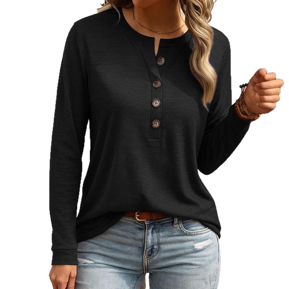 Miss | Top Dames Henley Lange Mouw Knopdetail - Jersey - Miss Madera MIS-SU36C8