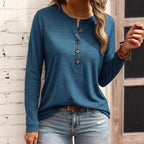 Miss | Top Dames Henley Lange Mouw Knopdetail - Jersey - Miss Madera MIS-SU36C8
