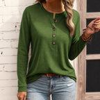 Miss | Top Dames Henley Lange Mouw Knopdetail - Jersey - Miss Madera MIS-SU36C8