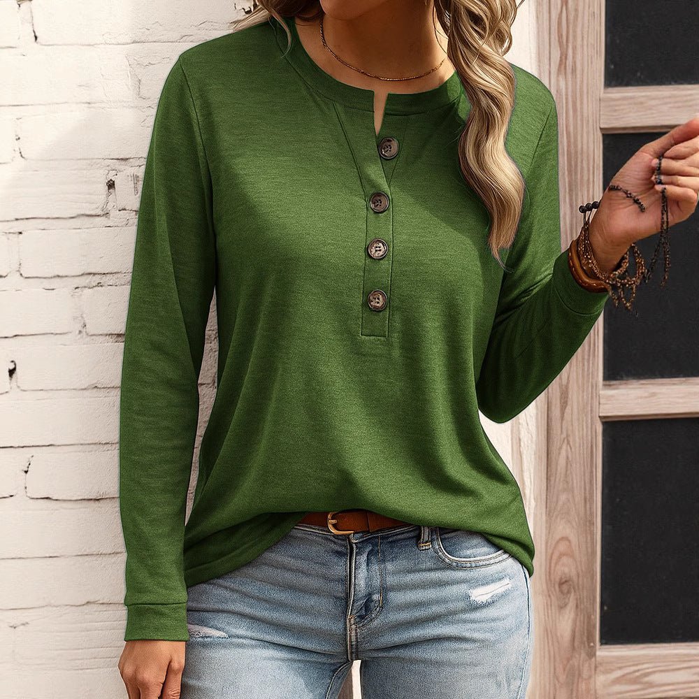 Miss | Top Dames Henley Lange Mouw Knopdetail - Jersey - Miss Madera MIS-SU36C8
