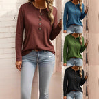 Miss | Top Dames Henley Lange Mouw Knopdetail - Jersey - Miss Madera MIS-SU36C8