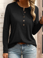 Miss | Top Dames Henley Lange Mouw Knopdetail - Jersey - Miss Madera MIS-67MINB