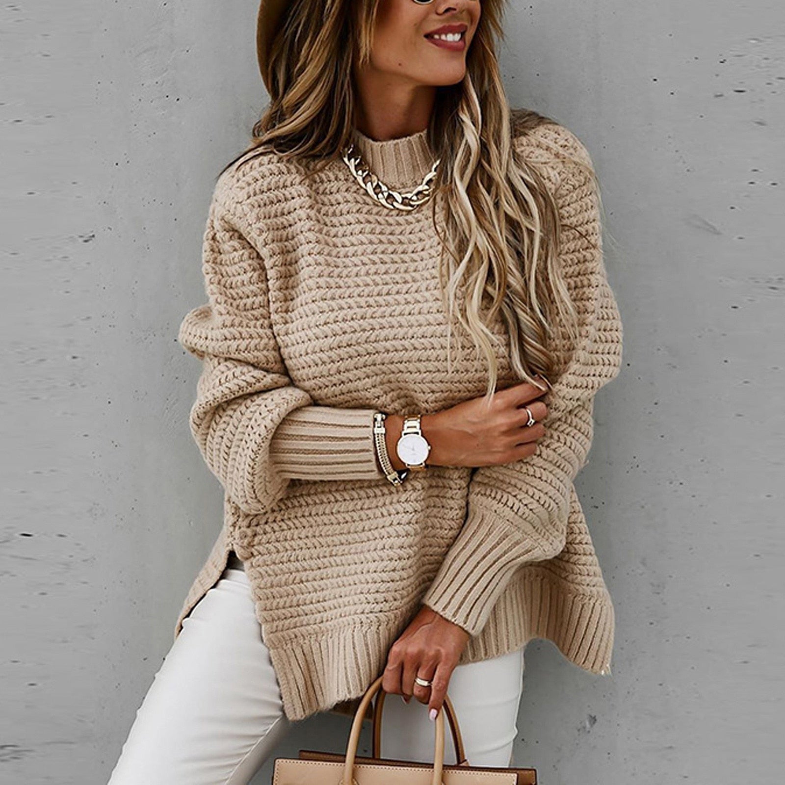 Miss | Top Dames Herfst/Winter Relaxed Mockneck - Gebreid - Miss Madera MIS-YEOZC7