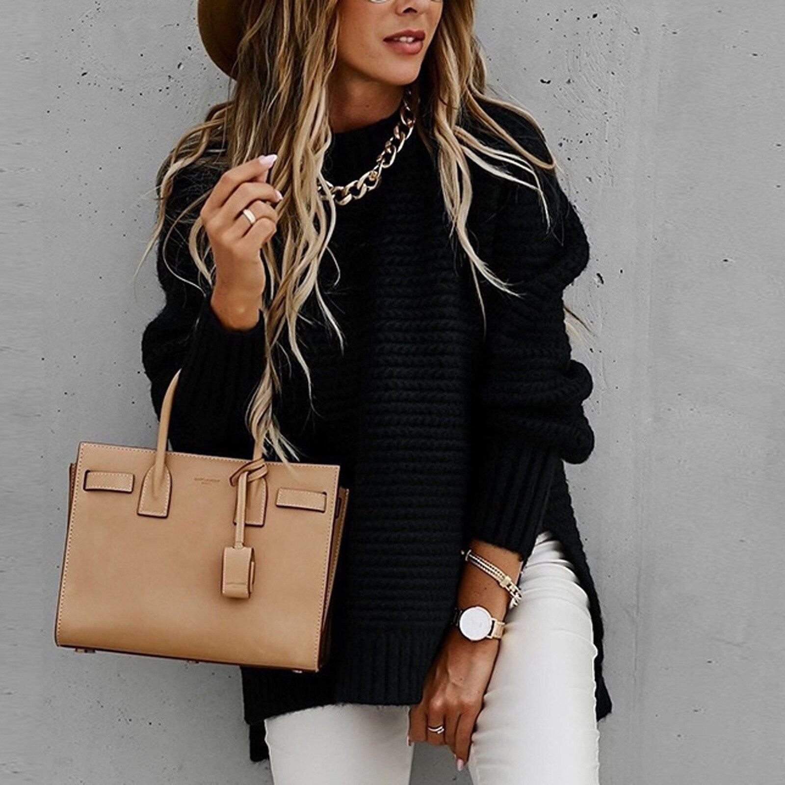 Miss | Top Dames Herfst/Winter Relaxed Mockneck - Gebreid - Miss Madera MIS-YEOZC7