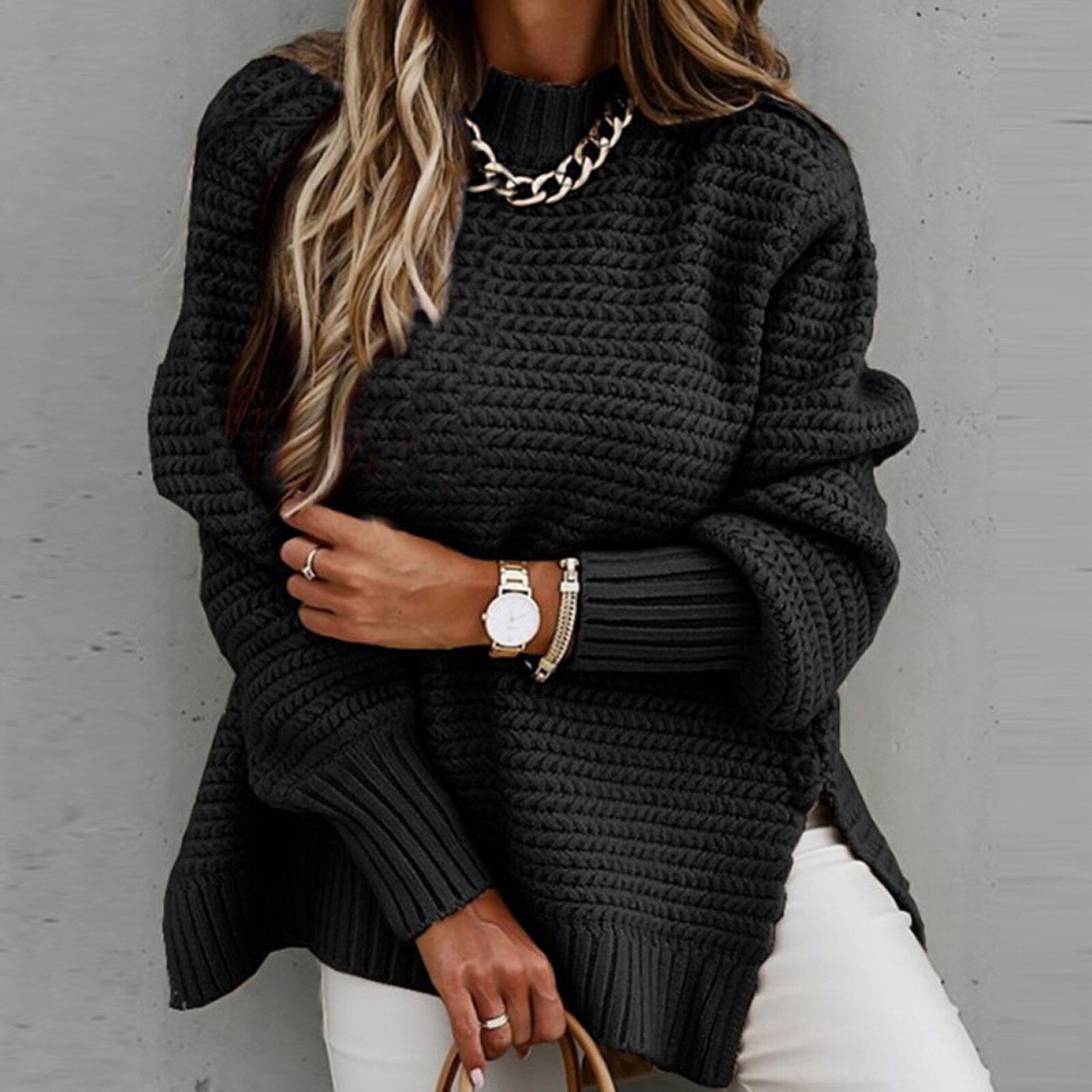 Miss | Top Dames Herfst/Winter Relaxed Mockneck - Gebreid - Miss Madera MIS-JGNI8Y