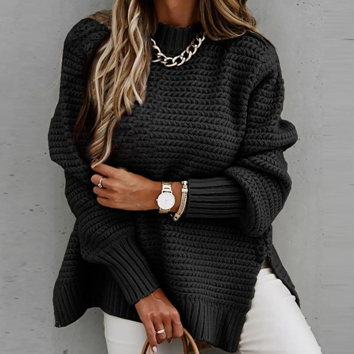 Miss | Top Dames Herfst/Winter Relaxed Mockneck - Gebreid - Miss Madera MIS-JGNI8Y