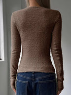 Miss | Top Dames Longsleeve Regular Fit - Getextureerd Katoen - Miss Madera MIS-GGW77X