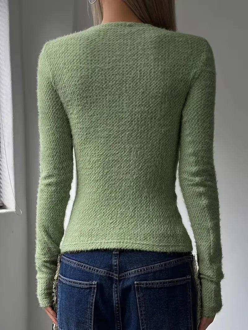 Miss | Top Dames Longsleeve Regular Fit - Getextureerd Katoen - Miss Madera MIS-OW7JVW