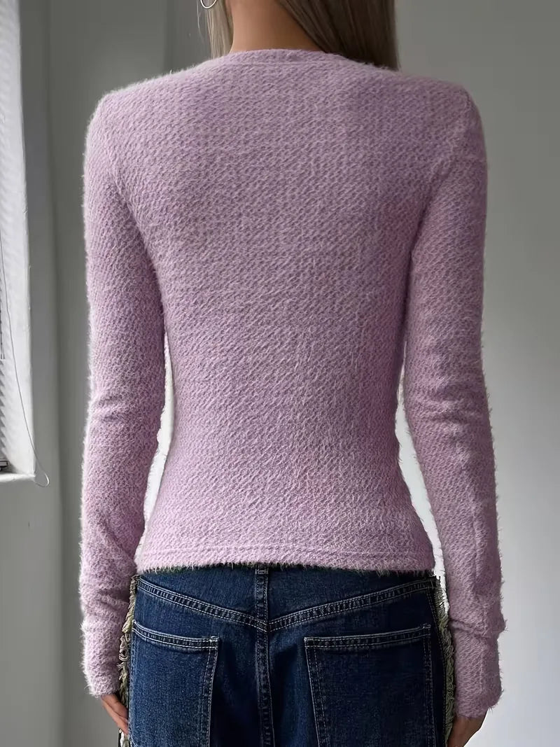 Miss | Top Dames Longsleeve Regular Fit - Getextureerd Katoen - Miss Madera MIS-OW7JVW