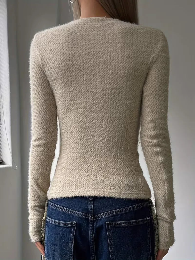 Miss | Top Dames Longsleeve Regular Fit - Getextureerd Katoen - Miss Madera MIS-LDVWI7