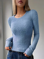 Miss | Top Dames Longsleeve Regular Fit - Getextureerd Katoen - Miss Madera MIS-AS5F1Z