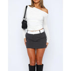 Miss | Top Dames Off-Shoulder Twisted Longsleeve - Stretchstof - Miss Madera MIS-K59378