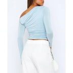 Miss | Top Dames Off-Shoulder Twisted Longsleeve - Stretchstof - Miss Madera MIS-CREV0O
