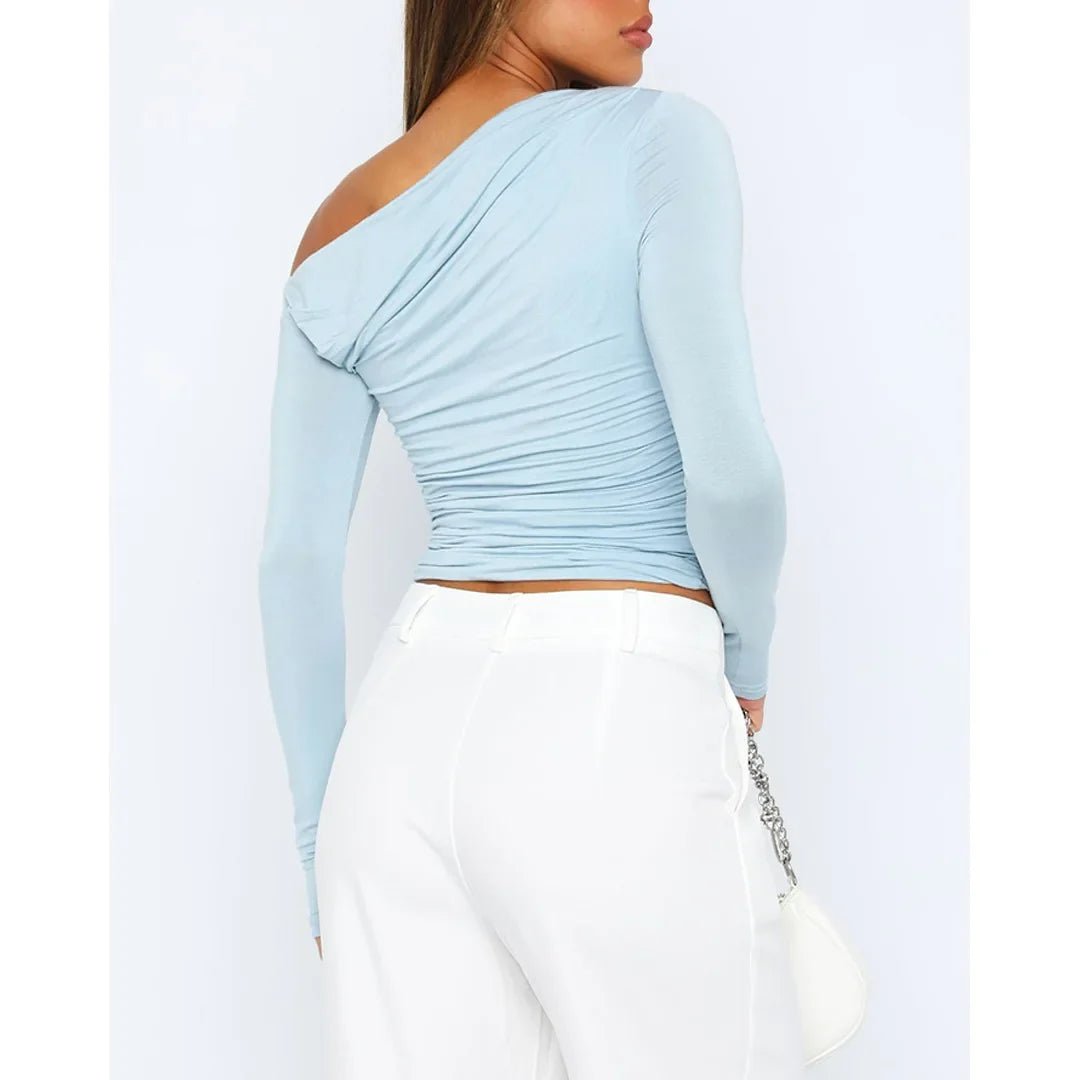 Miss | Top Dames Off-Shoulder Twisted Longsleeve - Stretchstof - Miss Madera MIS-CREV0O