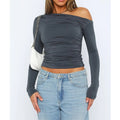 Miss | Top Dames Off-Shoulder Twisted Longsleeve - Stretchstof - Miss Madera MIS-FG1B67
