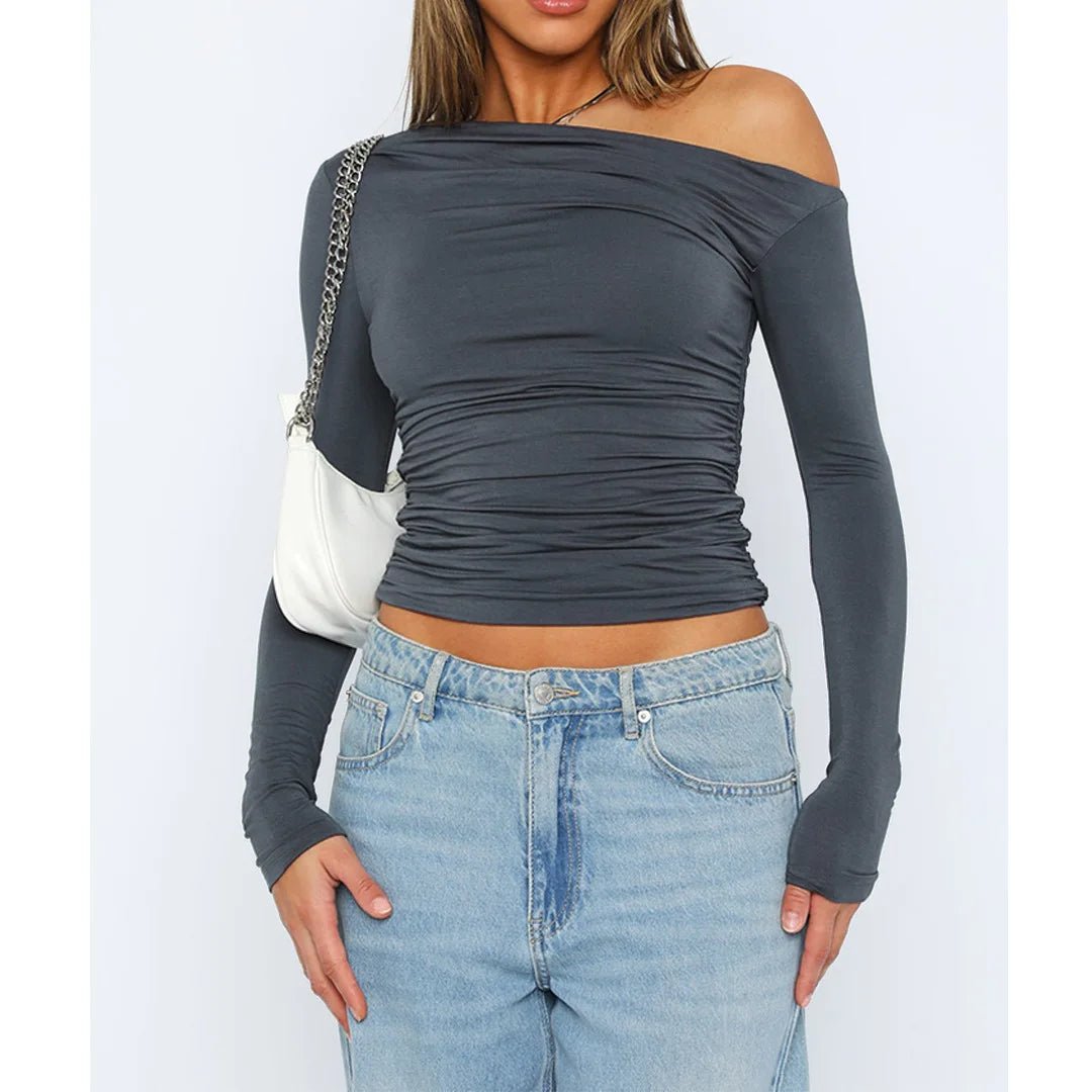 Miss | Top Dames Off-Shoulder Twisted Longsleeve - Stretchstof - Miss Madera MIS-FG1B67