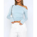 Miss | Top Dames Off-Shoulder Twisted Longsleeve - Stretchstof - Miss Madera MIS-CREV0O