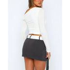 Miss | Top Dames Off-Shoulder Twisted Longsleeve - Stretchstof - Miss Madera MIS-K59378