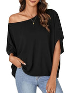 Miss | Top Dames One-Shoulder Oversized - Polyester - Miss Madera MIS-9UOFQH