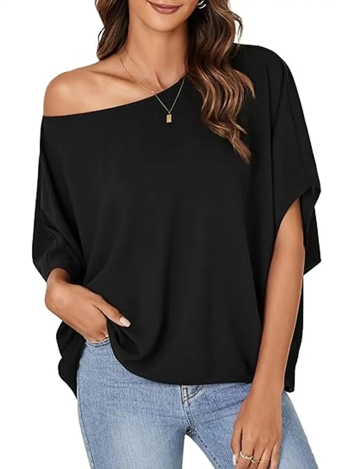 Miss | Top Dames One-Shoulder Oversized - Polyester - Miss Madera MIS-9UOFQH
