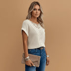 Miss | Top Dames Regular Fit Kant Detail - Katoen - Miss Madera MIS-2WDRG4