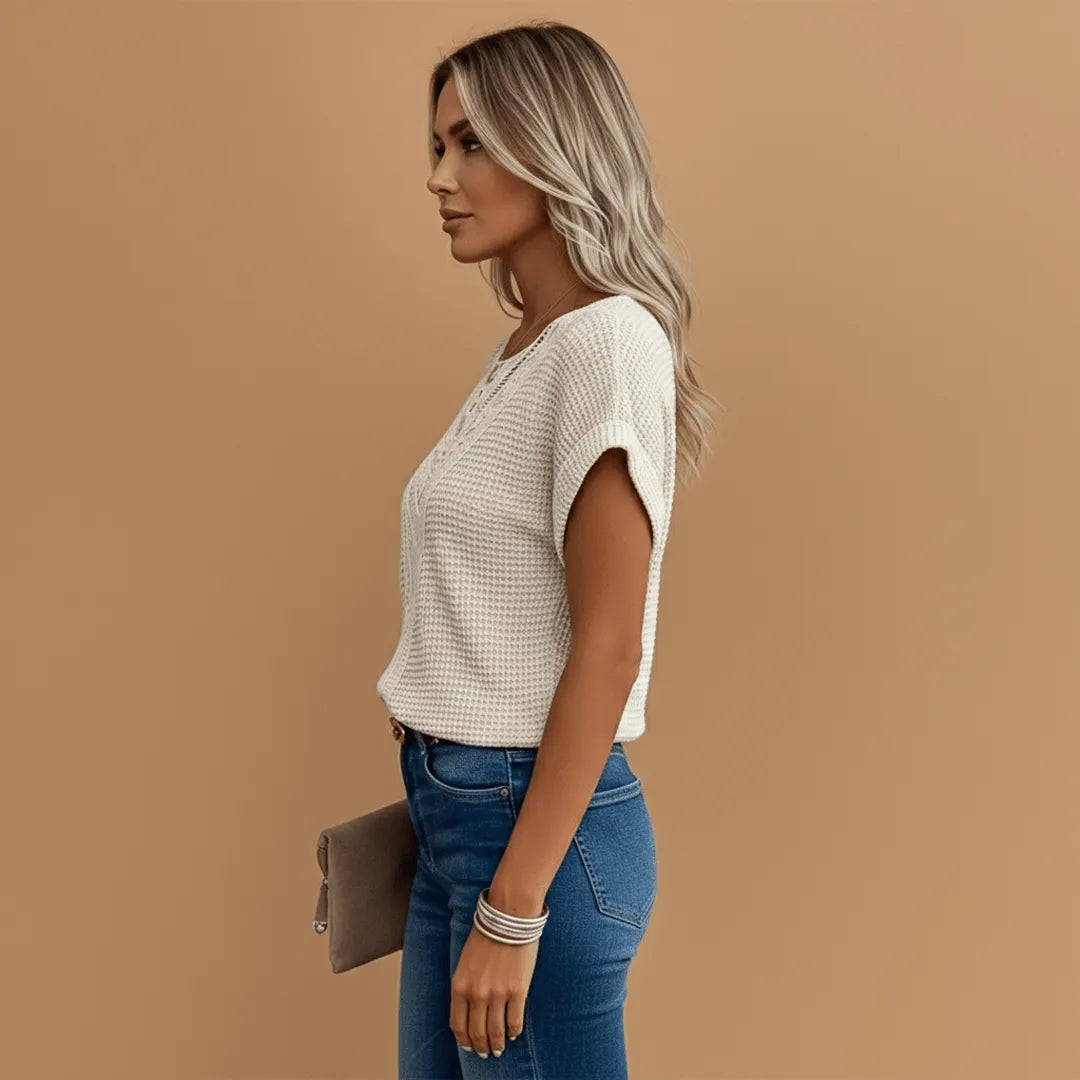 Miss | Top Dames Regular Fit Kant Detail - Katoen - Miss Madera MIS-2WDRG4