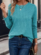 Miss | Top Dames Regular Fit Longsleeve - Ribstof - Miss Madera MIS-F8KZTT
